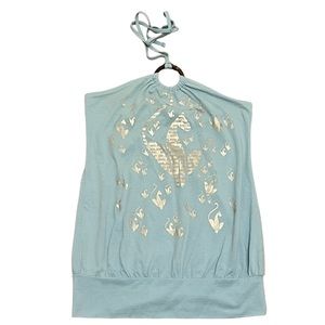 BABY BLUE HALTER SHIRT